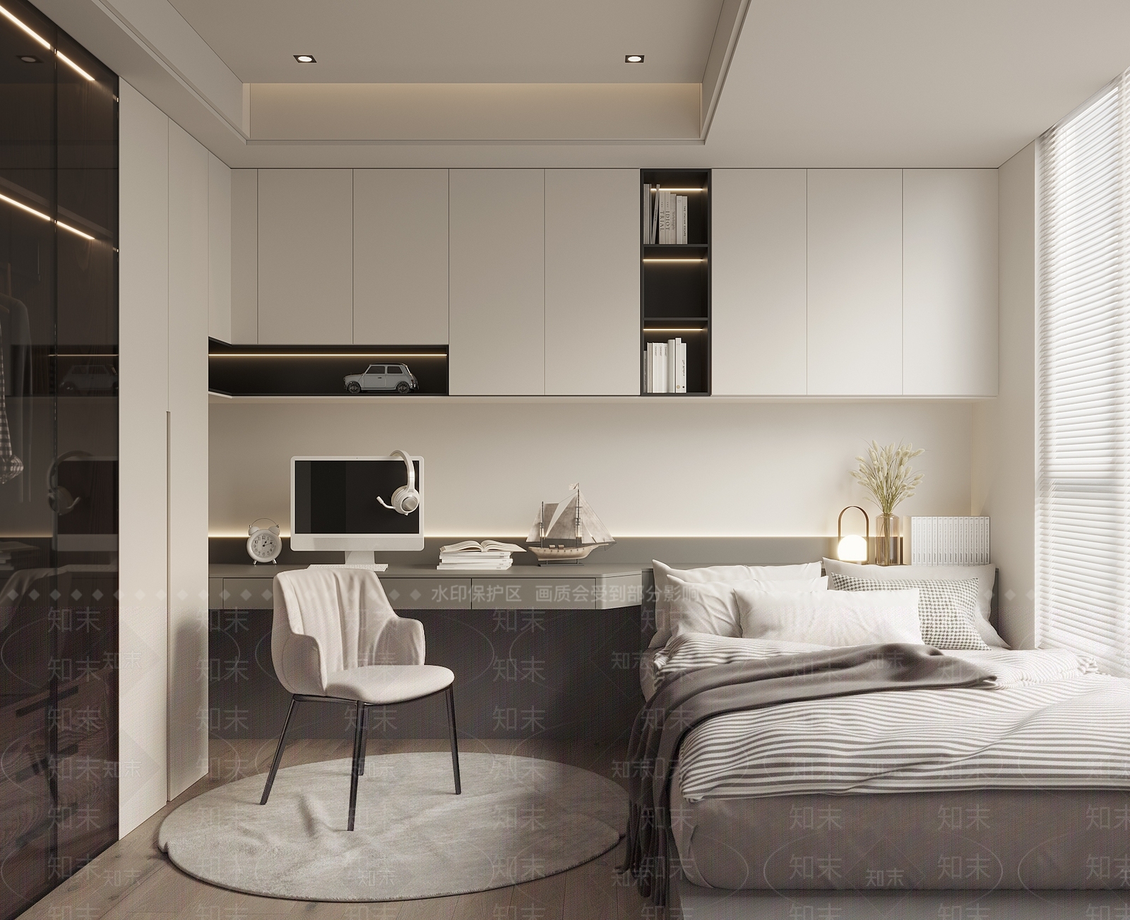 现代榻榻米卧室3D模型下载【ID:1131760721】