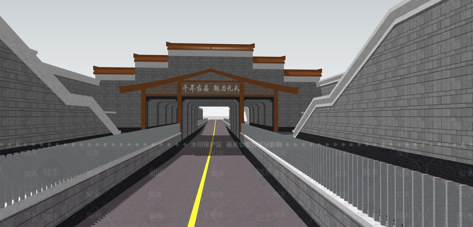 新中式道路SU模型下载【ID:1131761543】
