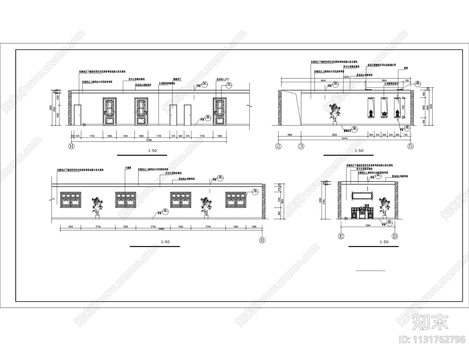 民宿客房层室内装修cad施工图下载【ID:1131762796】