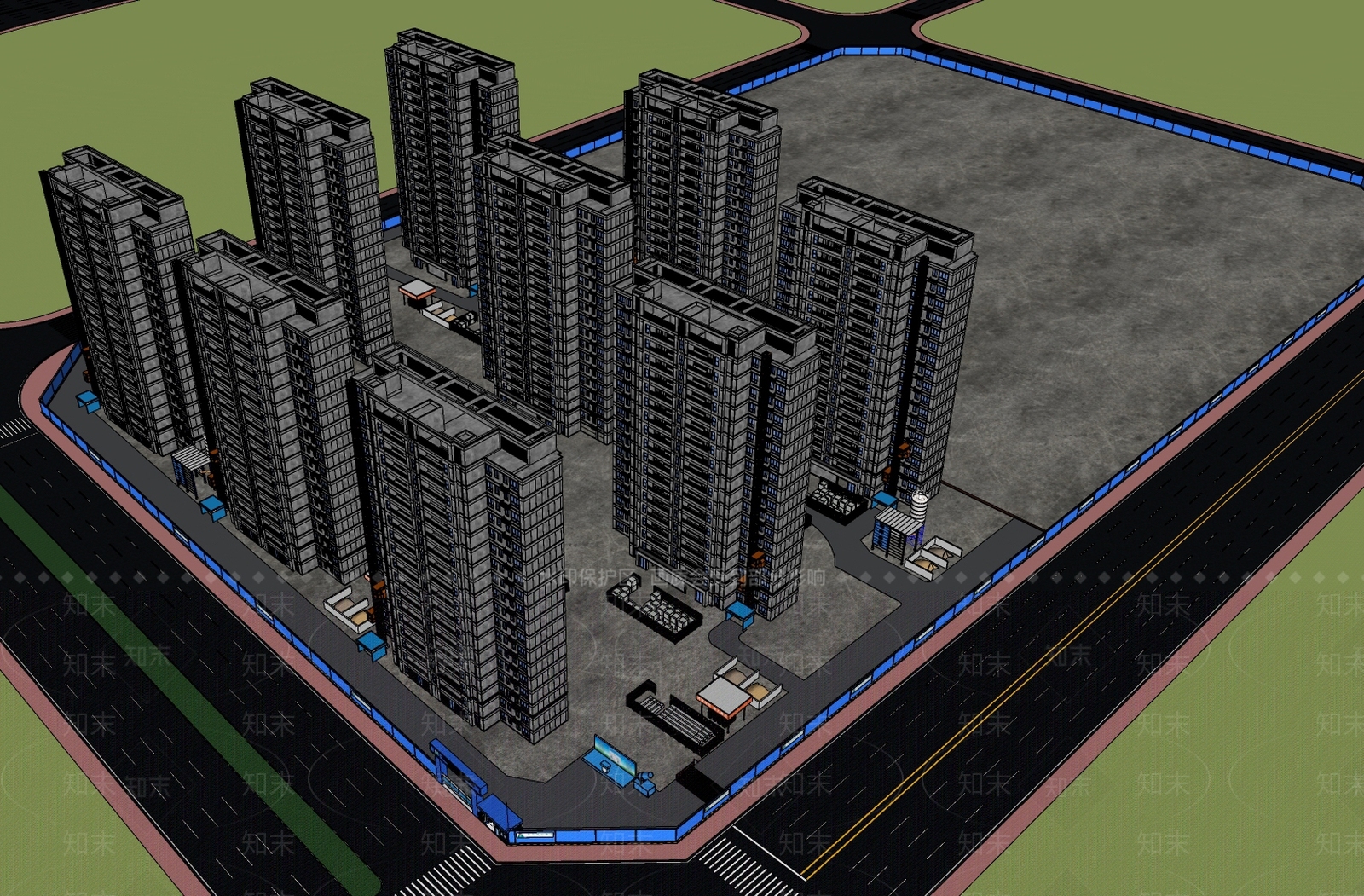 现代高层住宅SU模型下载【ID:1131768793】
