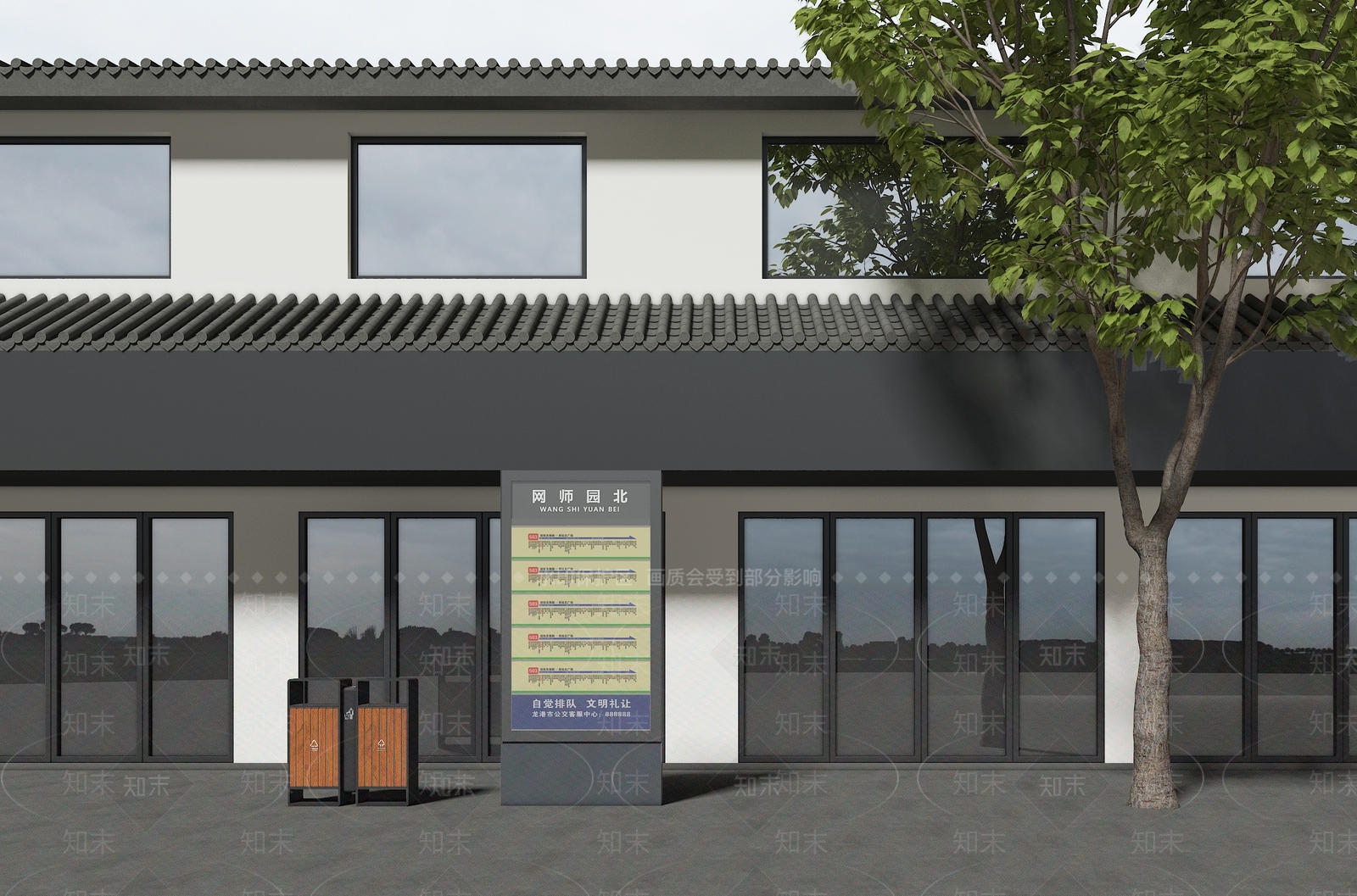 户外公交站牌3D模型下载【ID:1131780613】