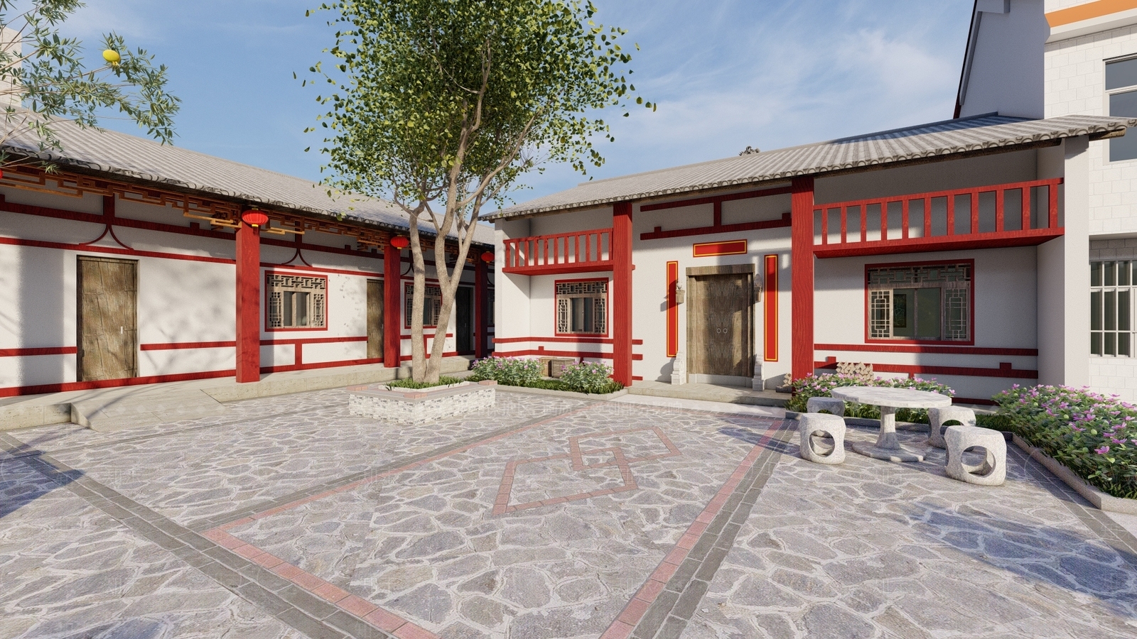 中式乡村民房SU模型下载【ID:1131780700】