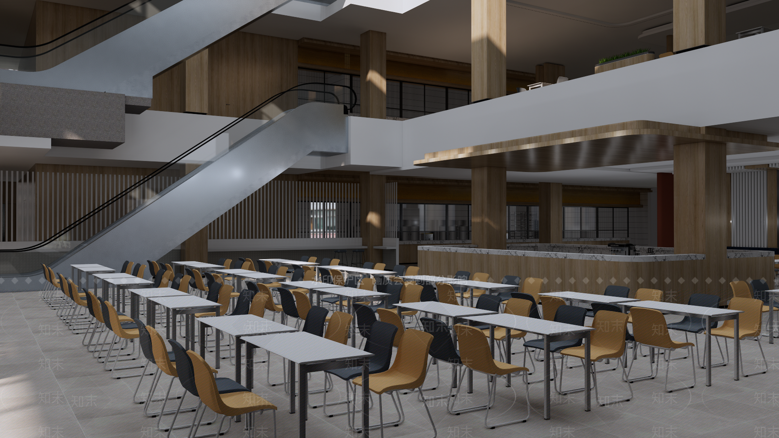 现代员工餐厅SU模型下载【ID:1131783453】