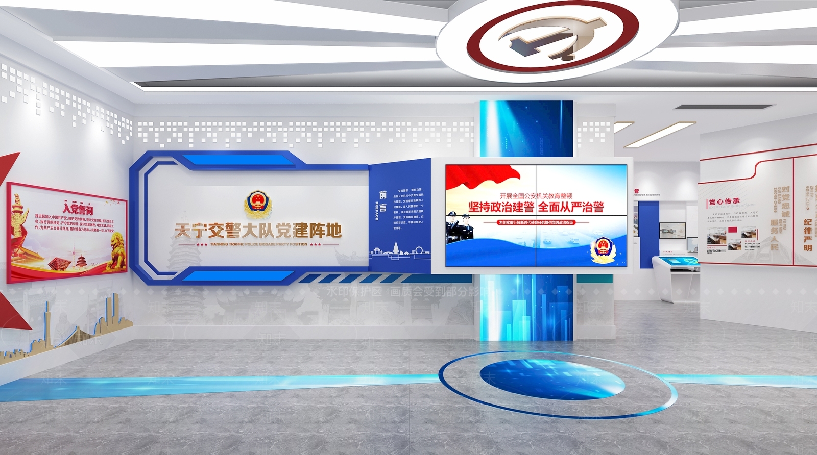 现代交警大队党建展厅SU模型下载【ID:1132187166】