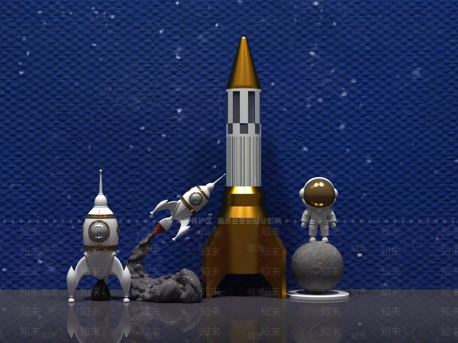 现代宇航员雕塑模型摆件3D模型下载【ID:1131787990】
