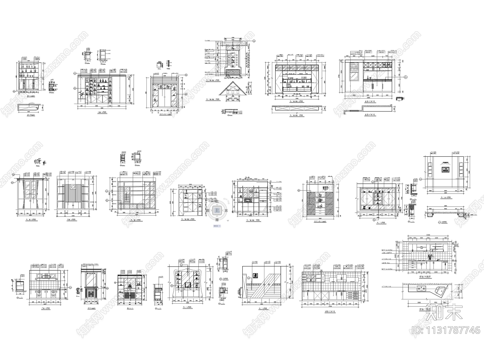 厨房背景立面图cad施工图下载【ID:1131787746】