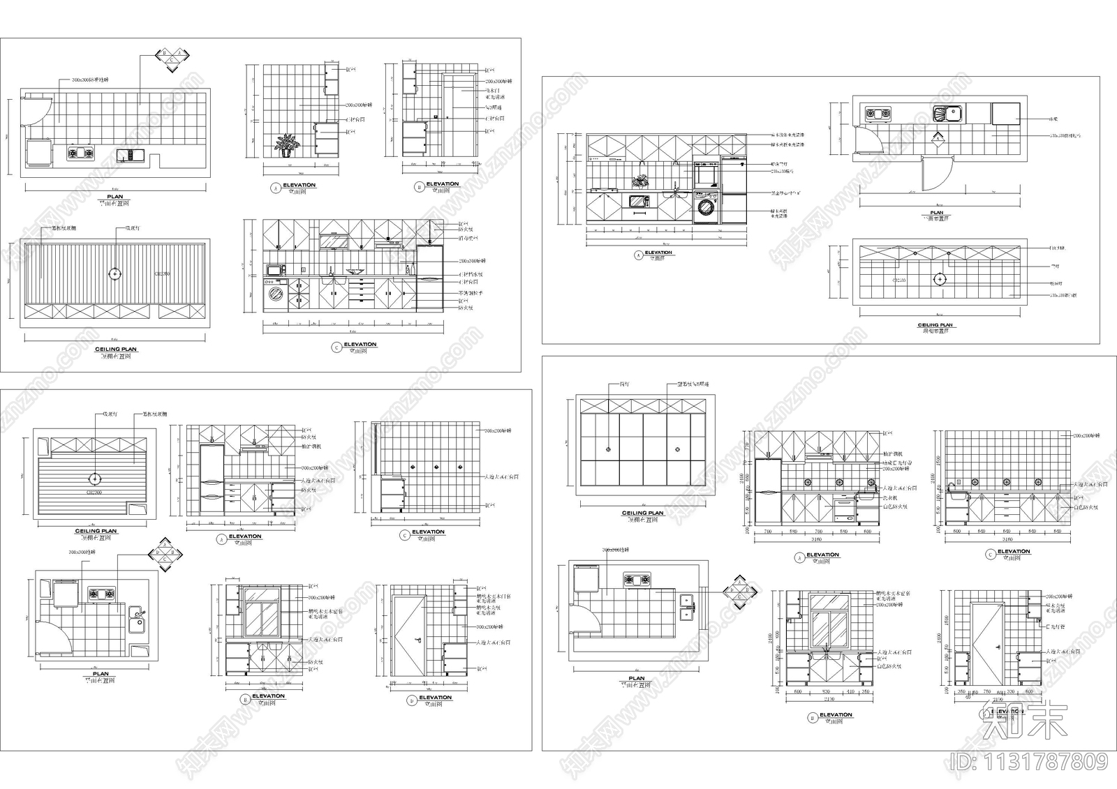 厨房立面图合集施工图下载【ID:1131787809】