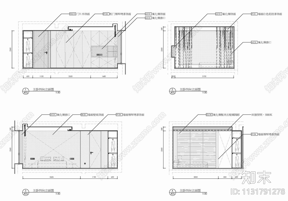 120㎡大平层样板房cad施工图下载【ID:1131791278】