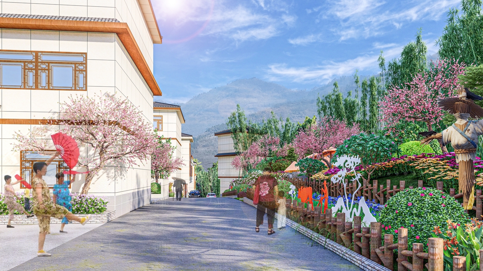 现代美丽乡村景观改造SU模型下载【ID:1131797361】