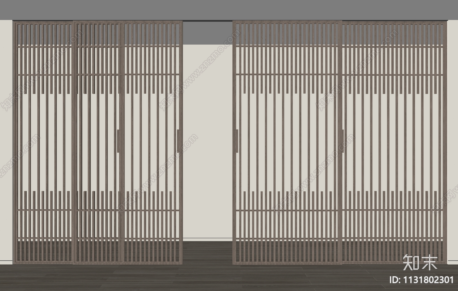 现代木质格栅移门SU模型下载【ID:1131802301】