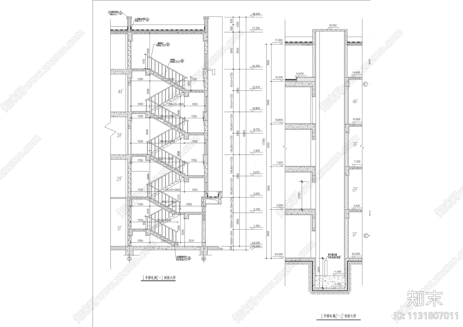 公共楼梯大样图纸cad施工图下载【ID:1131807011】