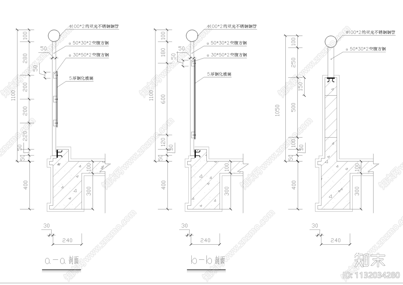 阳台建筑设计大样cad施工图下载【ID:1132034280】