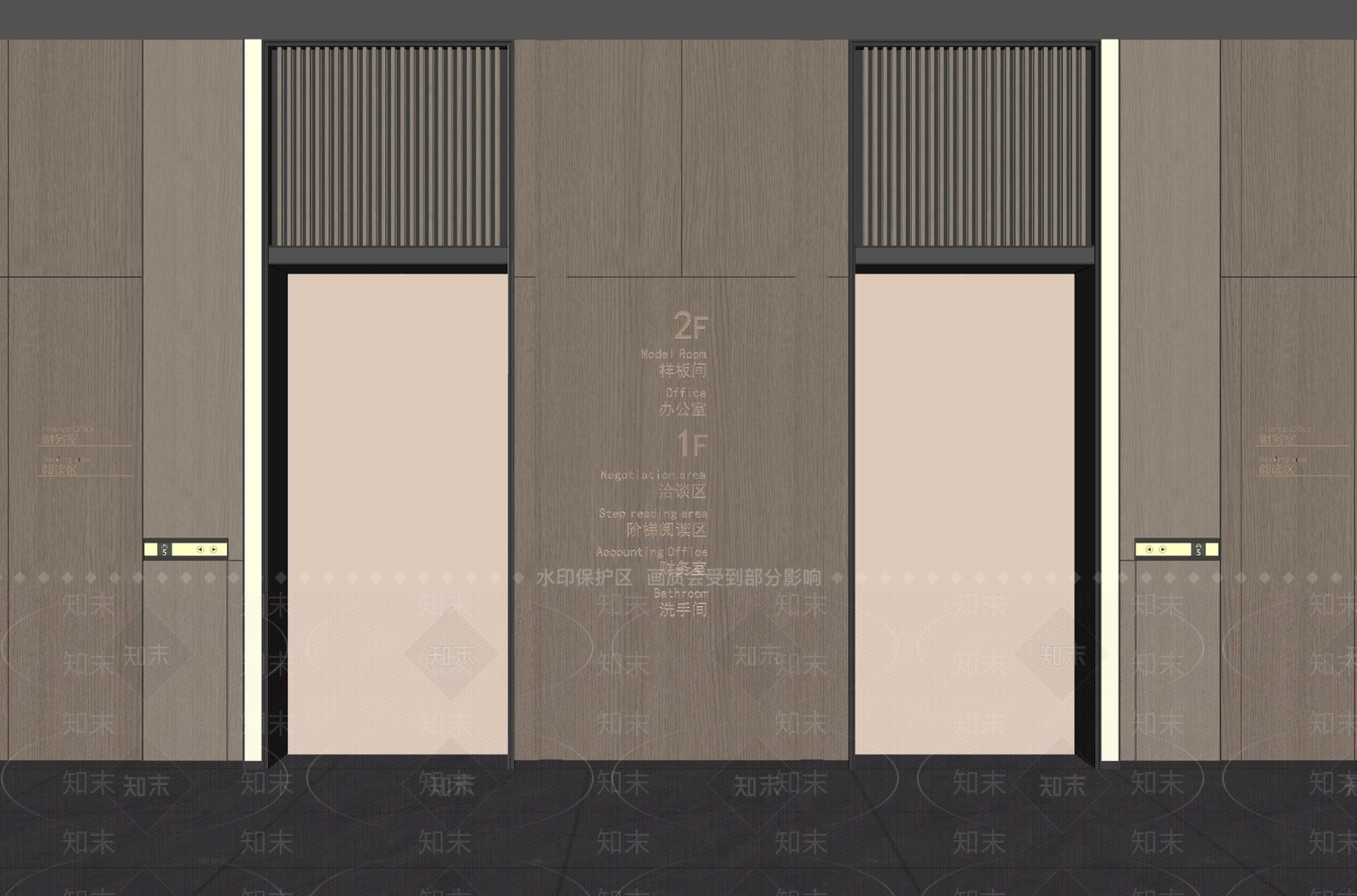 现代电梯厅SU模型下载【ID:1131811490】