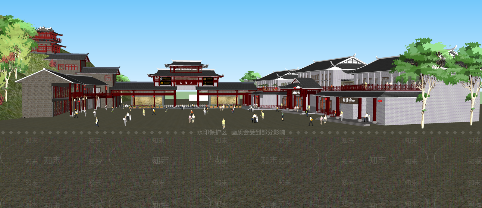中式游客中心SU模型下载【ID:1131812043】
