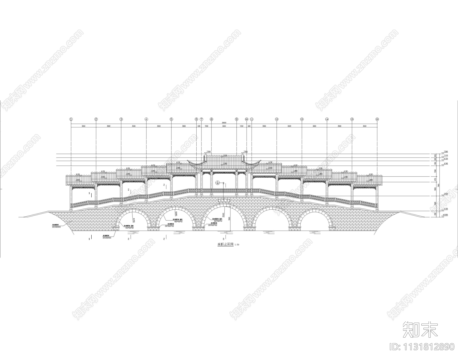 古建廊桥cad施工图下载【ID:1131812890】