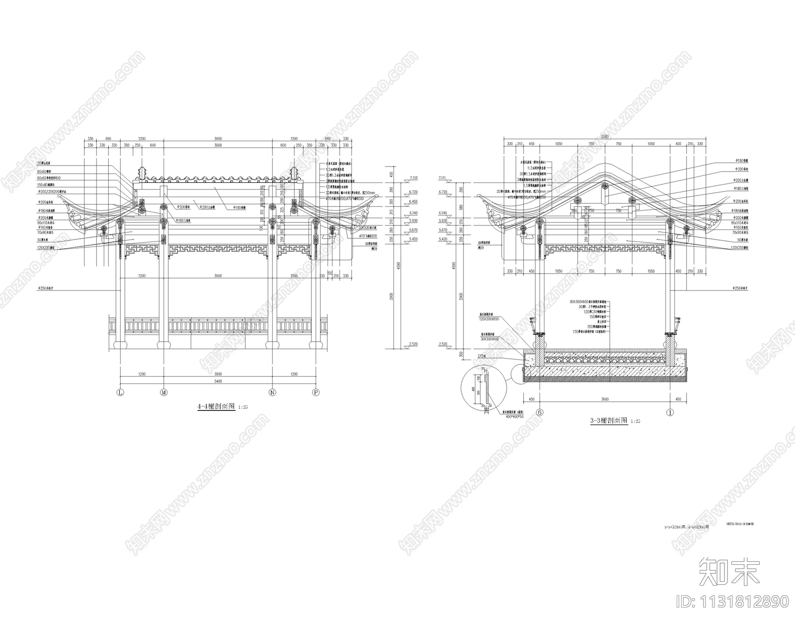 古建廊桥cad施工图下载【ID:1131812890】