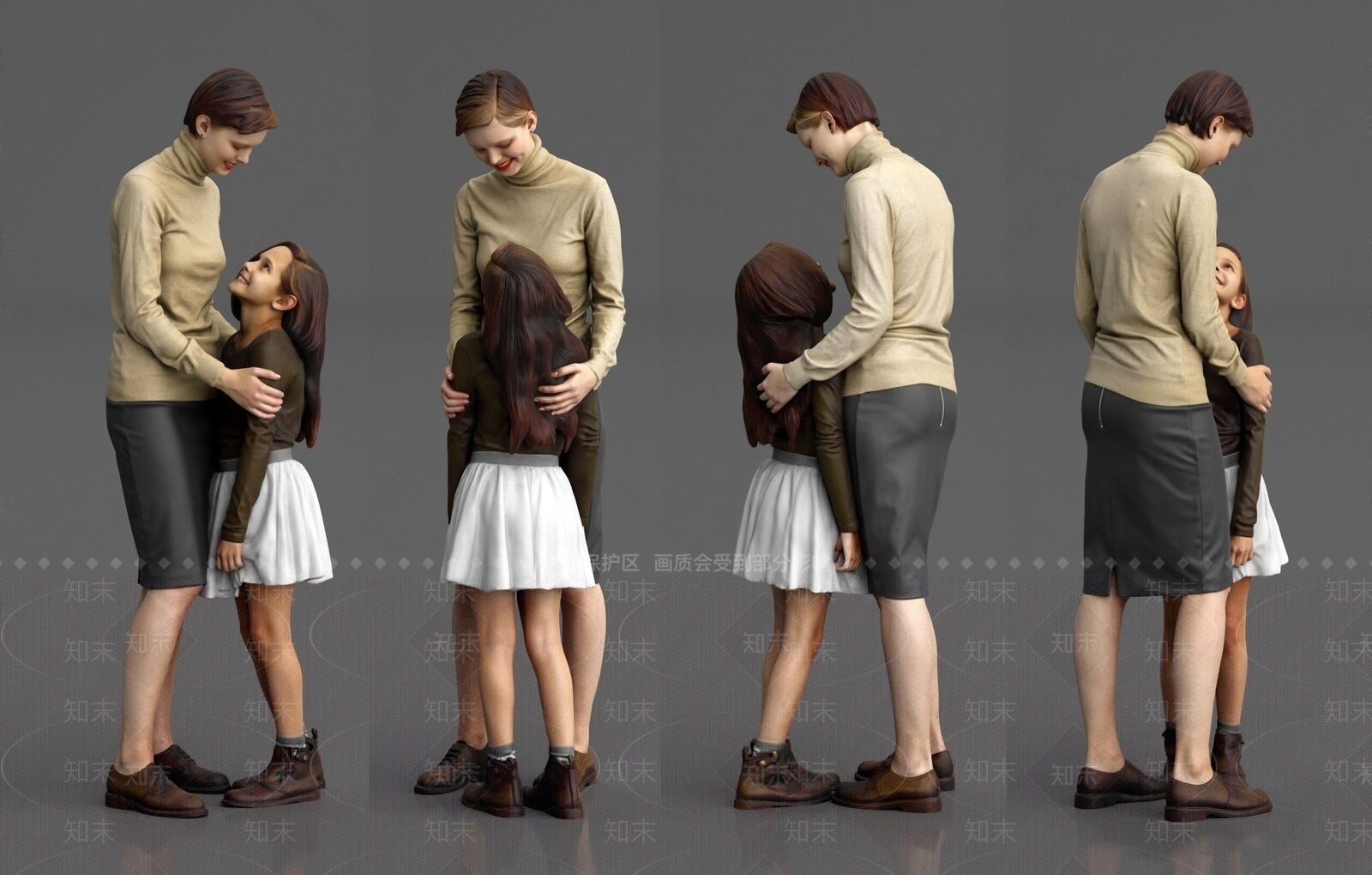 母女小孩人物组合SU模型下载【ID:1131814331】