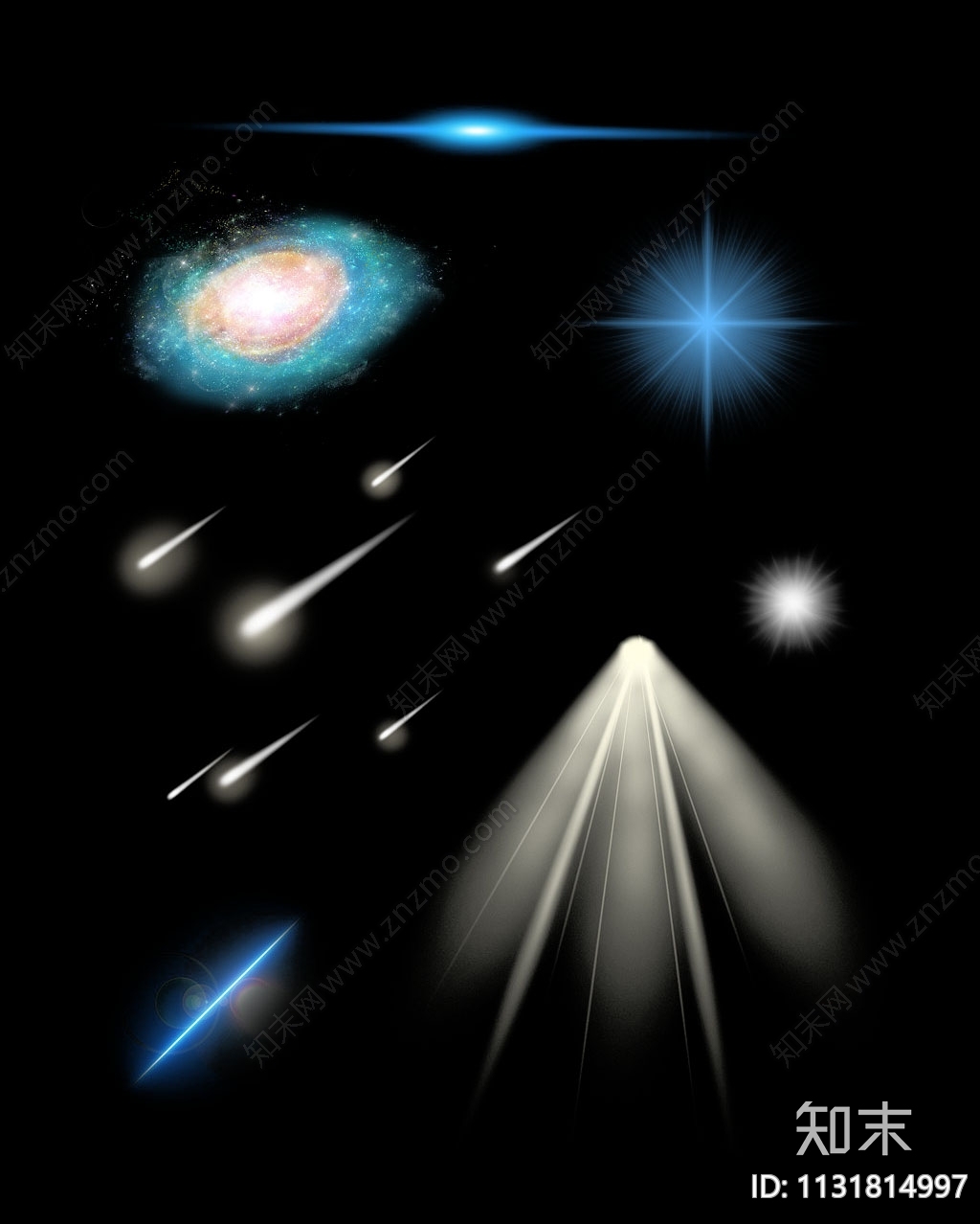 蓝色光效射光透明宇宙流星发光海报PSD免抠下载【ID:1131814997】undefined