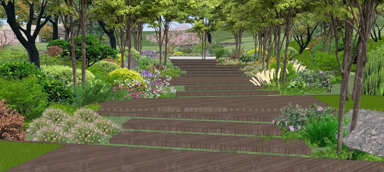 新中式台阶景观SU模型下载【ID:1131817528】