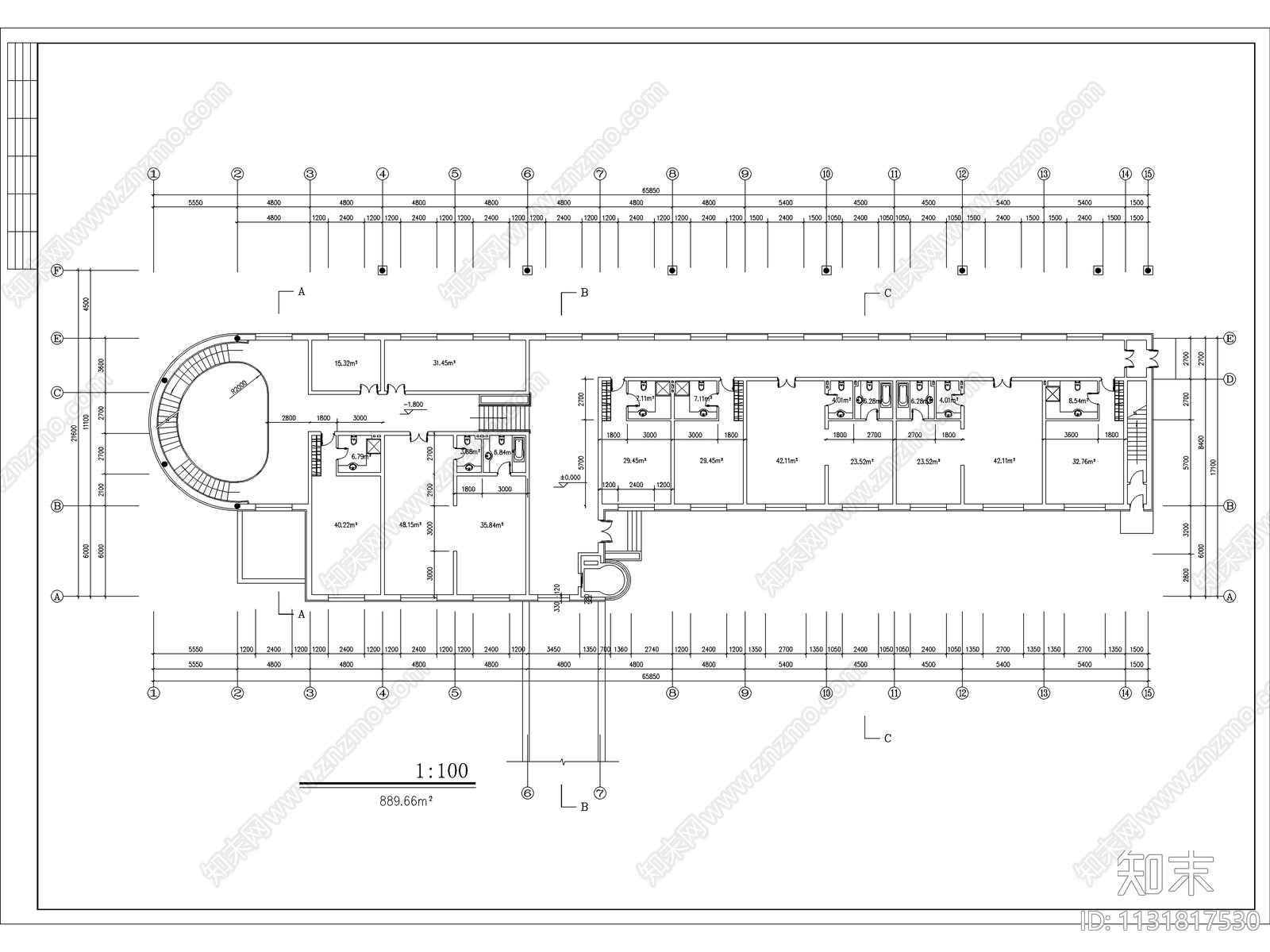 黑龙江招待民宿建筑cad施工图下载【ID:1131817530】