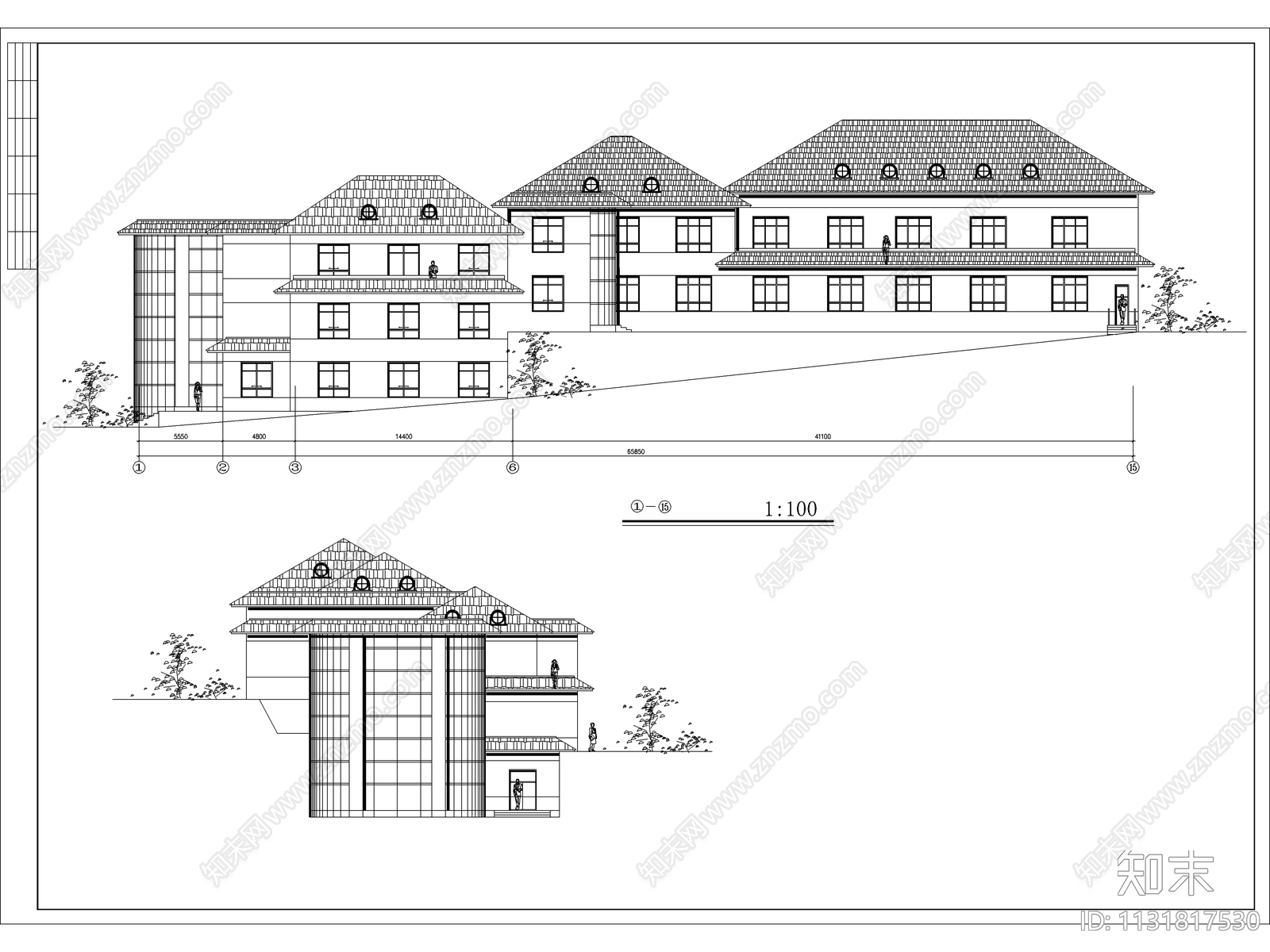 黑龙江招待民宿建筑cad施工图下载【ID:1131817530】