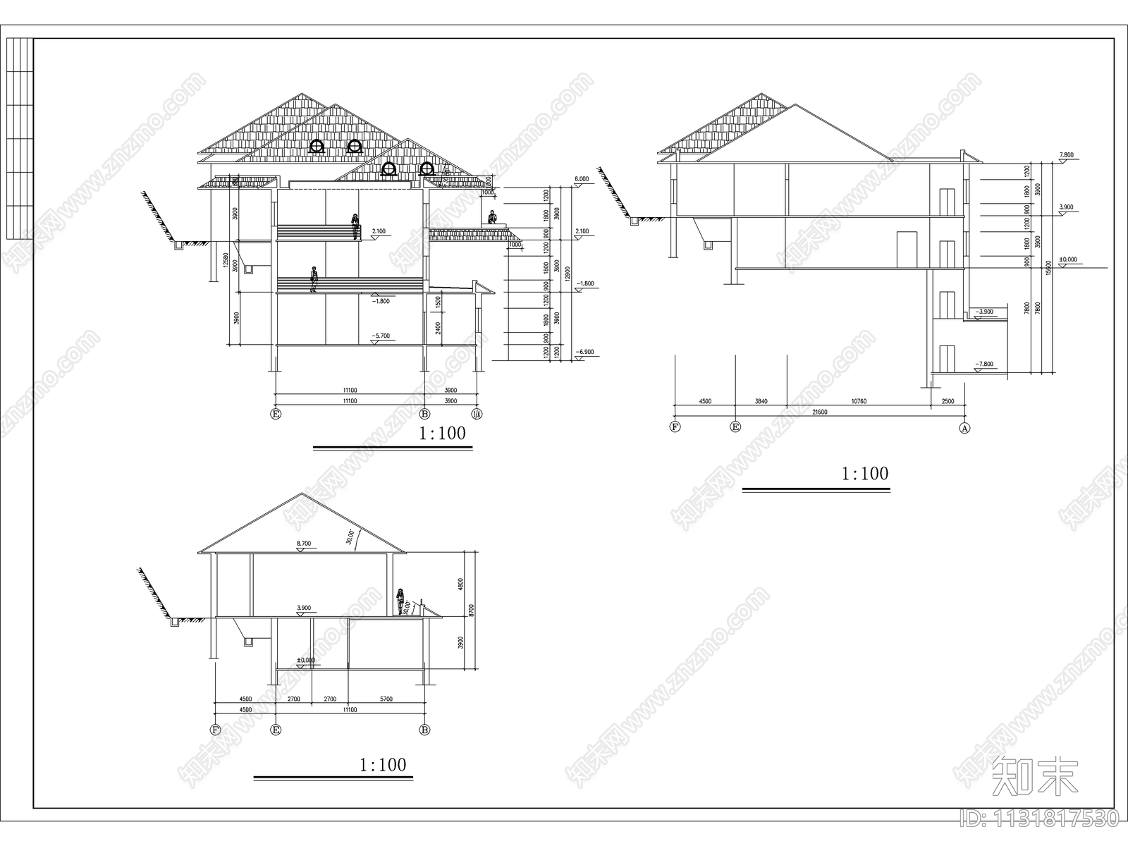 黑龙江招待民宿建筑cad施工图下载【ID:1131817530】