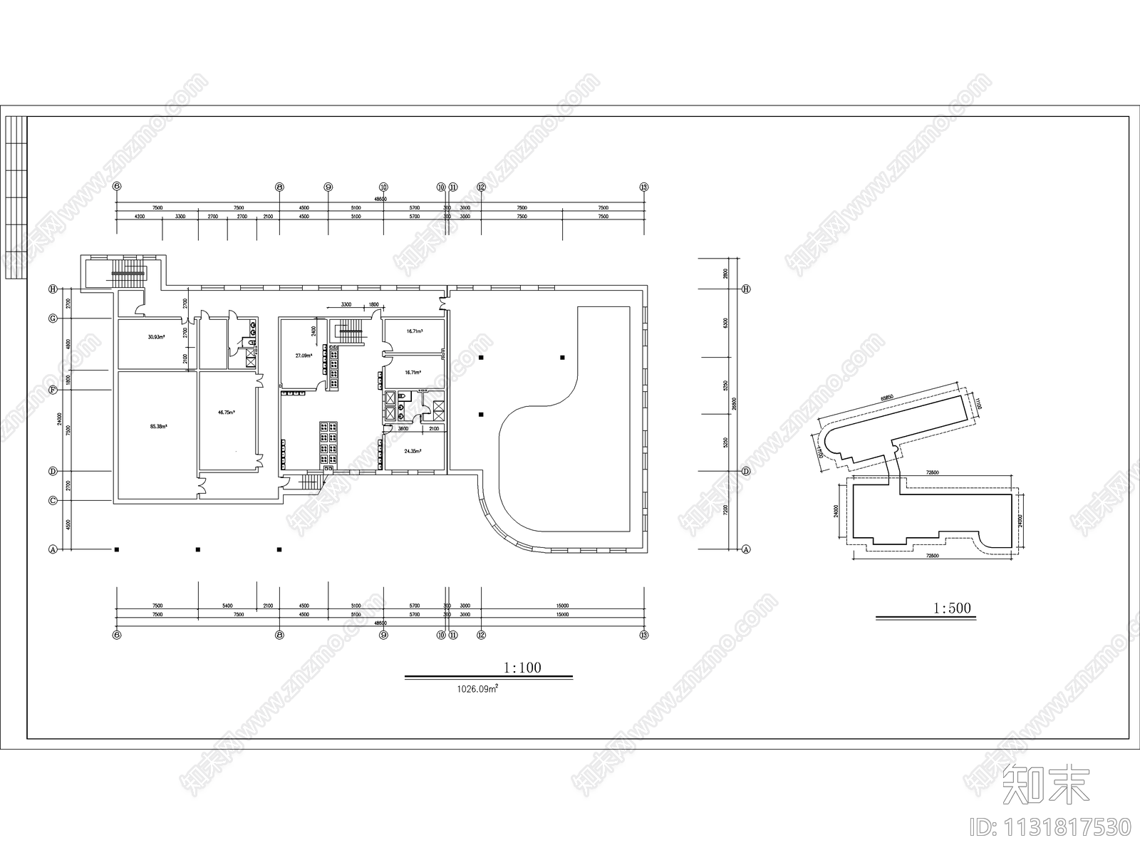 黑龙江招待民宿建筑cad施工图下载【ID:1131817530】