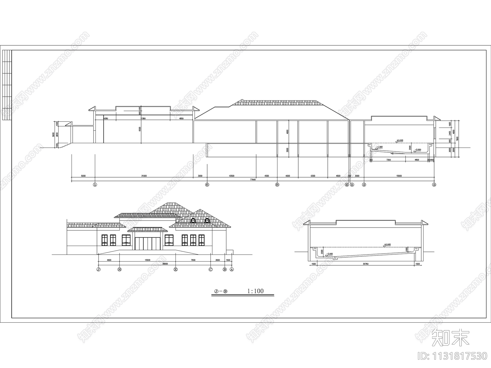 黑龙江招待民宿建筑cad施工图下载【ID:1131817530】