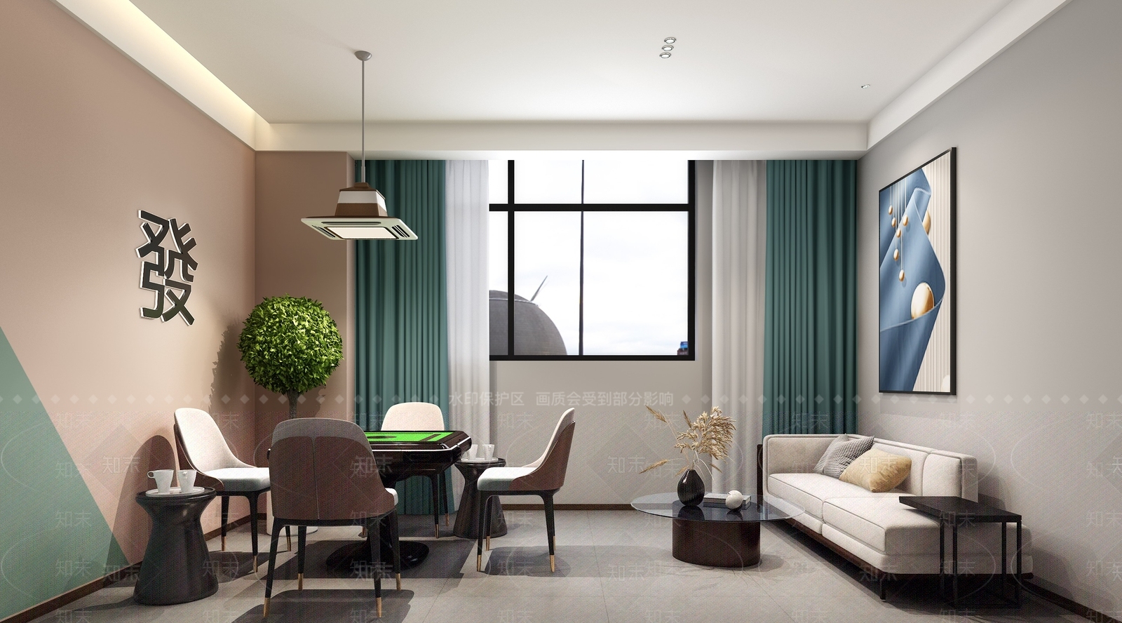 现代麻将室混搭3D模型下载【ID:1131820268】
