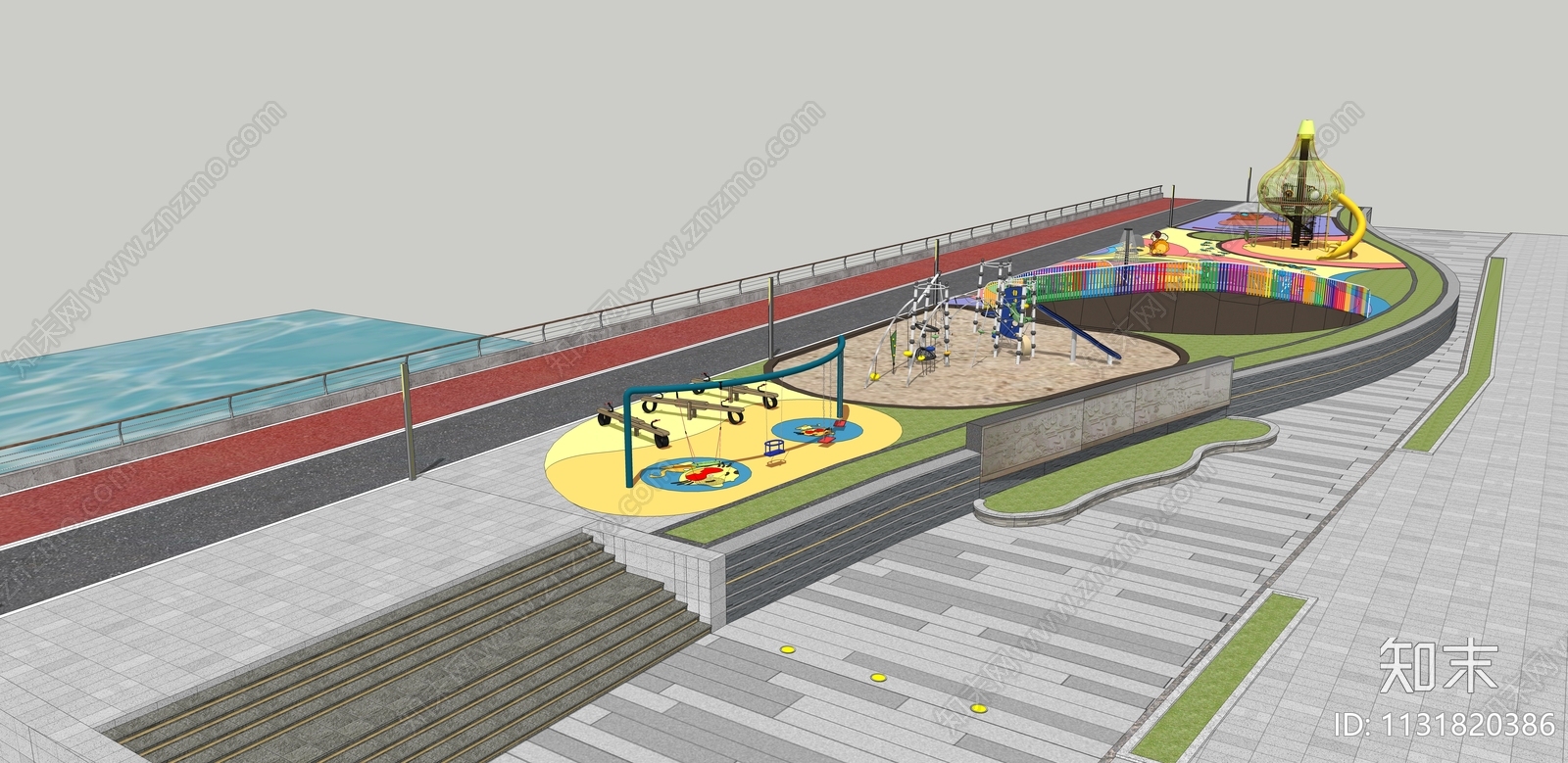 现儿童公园游乐区SU模型下载【ID:1131820386】
