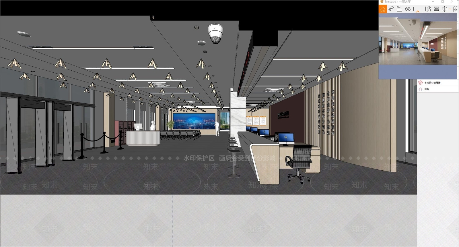 现代办事大厅SU模型下载【ID:1131823651】