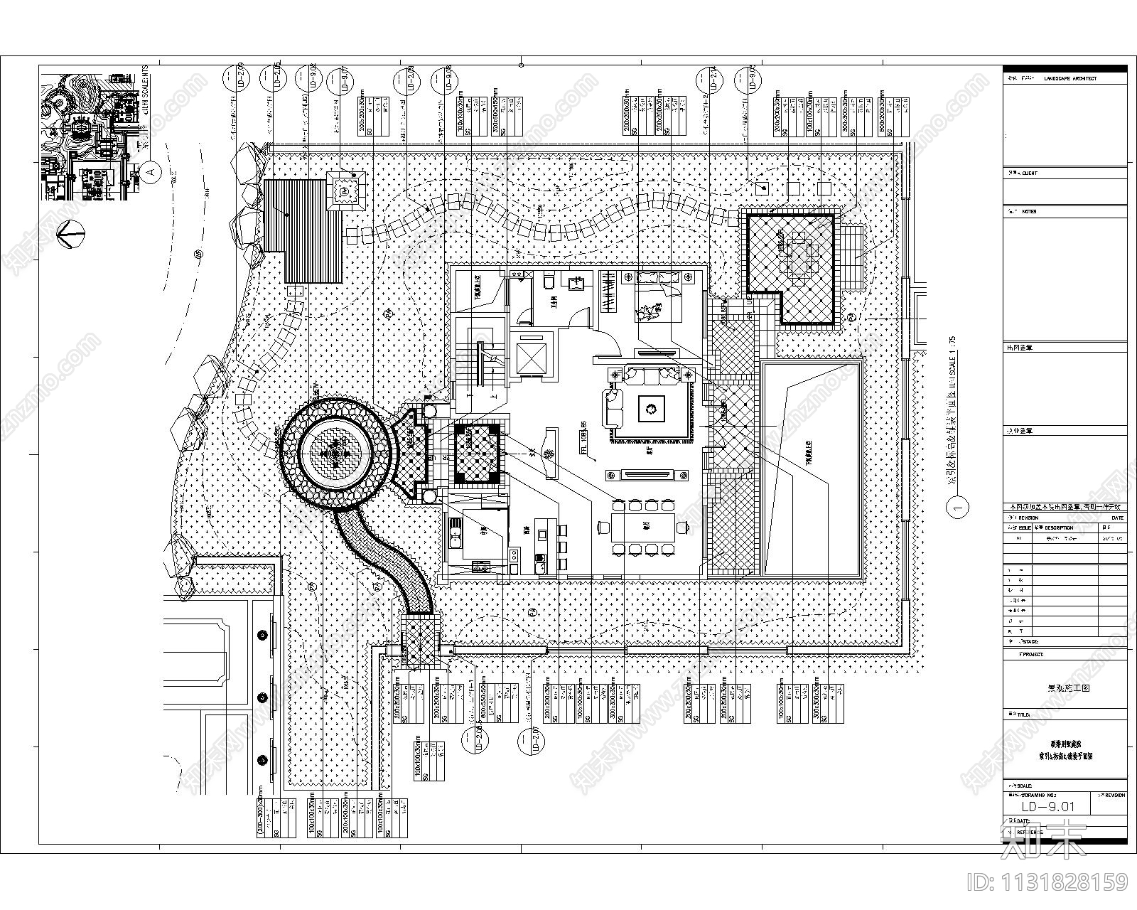 独栋别墅庭院平面布置图施工图下载【ID:1131828159】