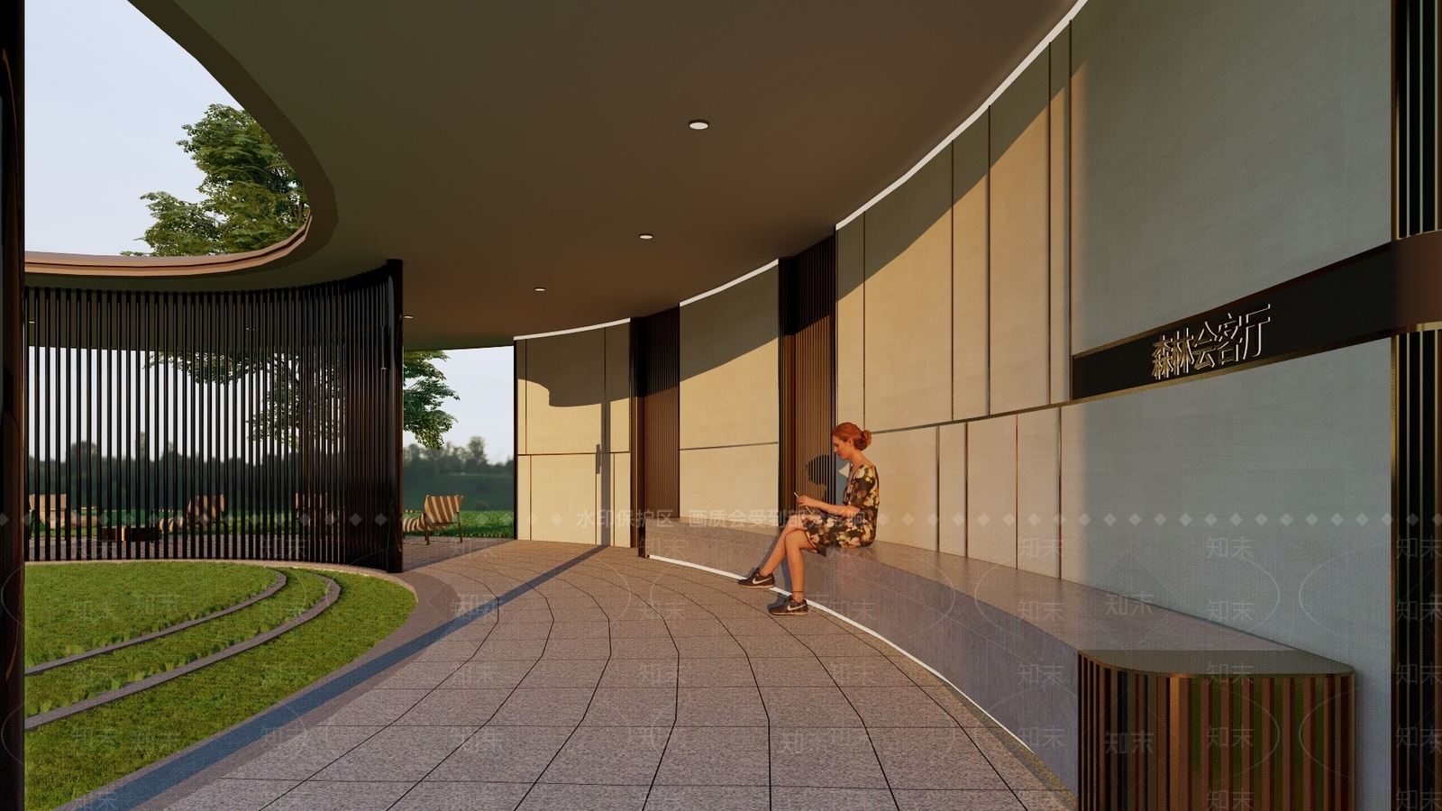 现代小区弧形廊架SU模型下载【ID:1131830184】