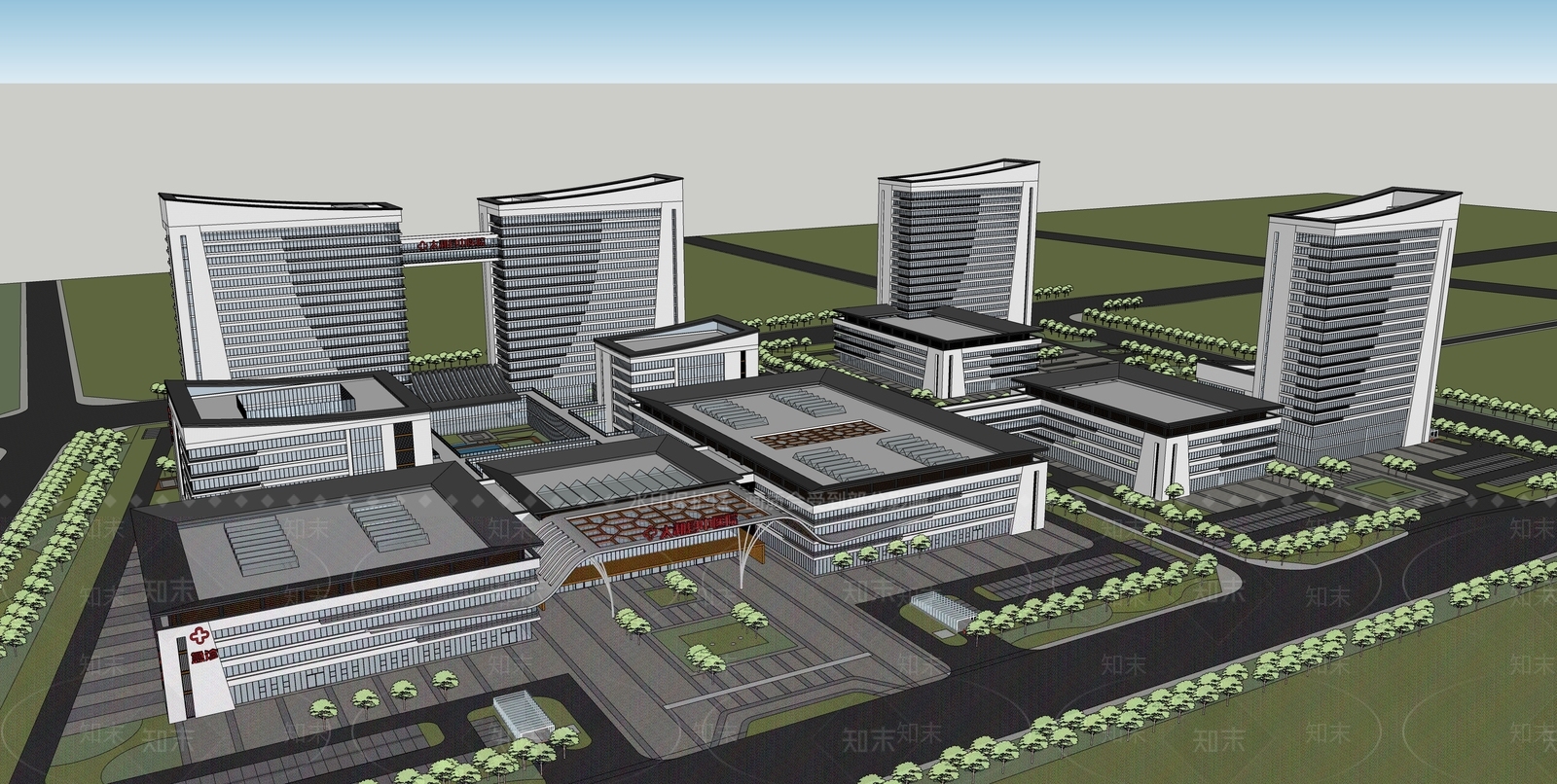 现代综合医院SU模型下载【ID:1131831667】