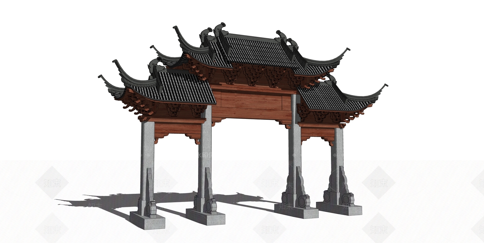 中式牌坊牌楼SU模型下载【ID:1131842416】