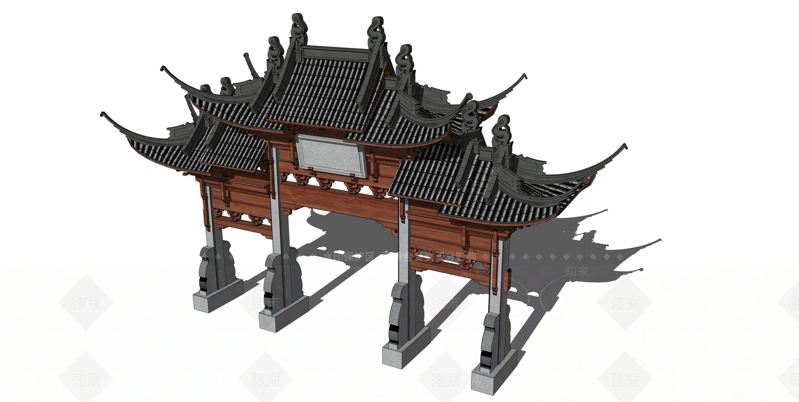 中式牌坊牌楼SU模型下载【ID:1131842532】