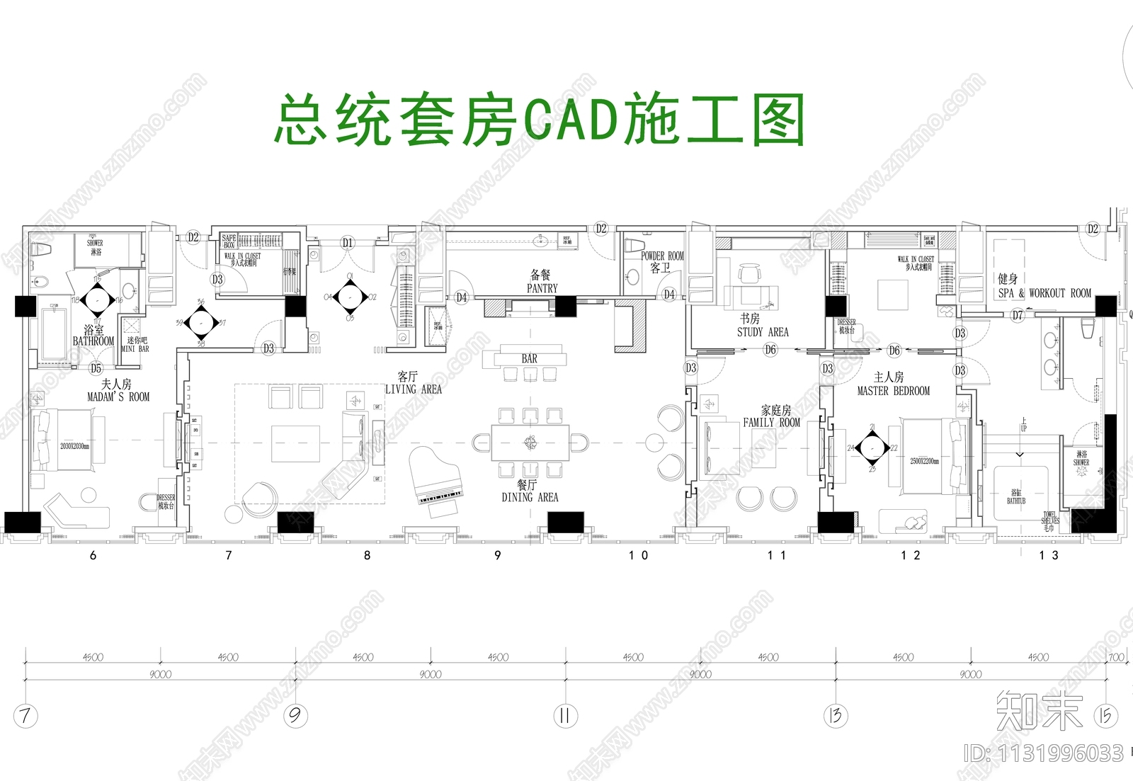 总统套房cad施工图下载【ID:1131996033】