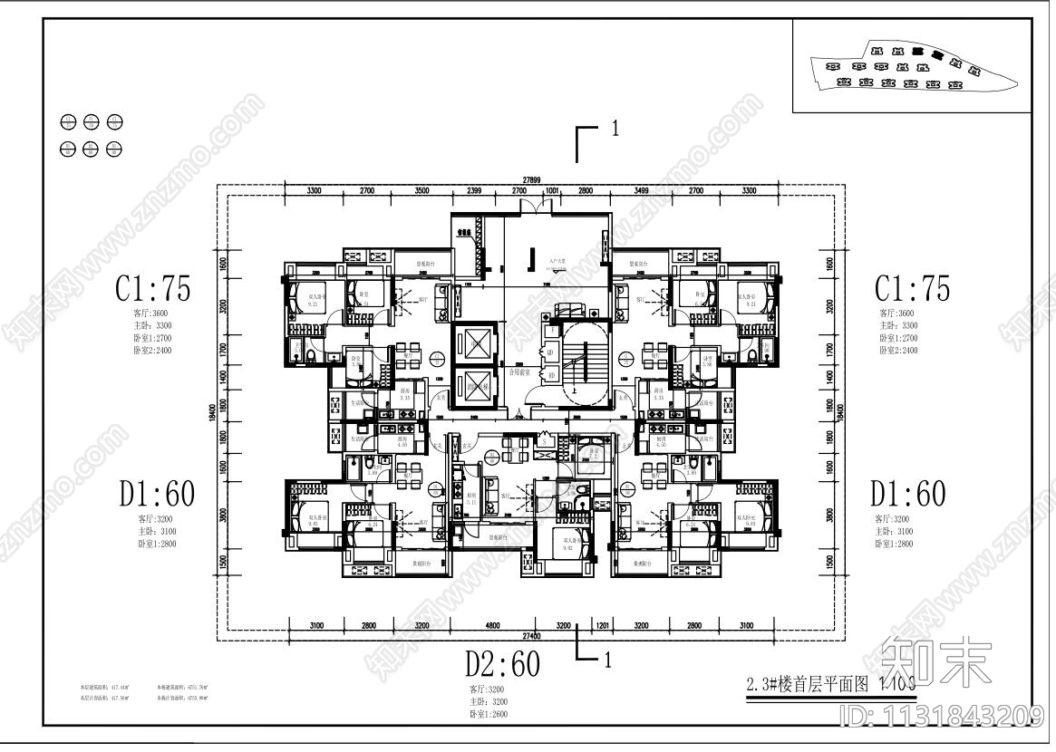 新城雅居住宅区建筑方案cad施工图下载【ID:1131843209】