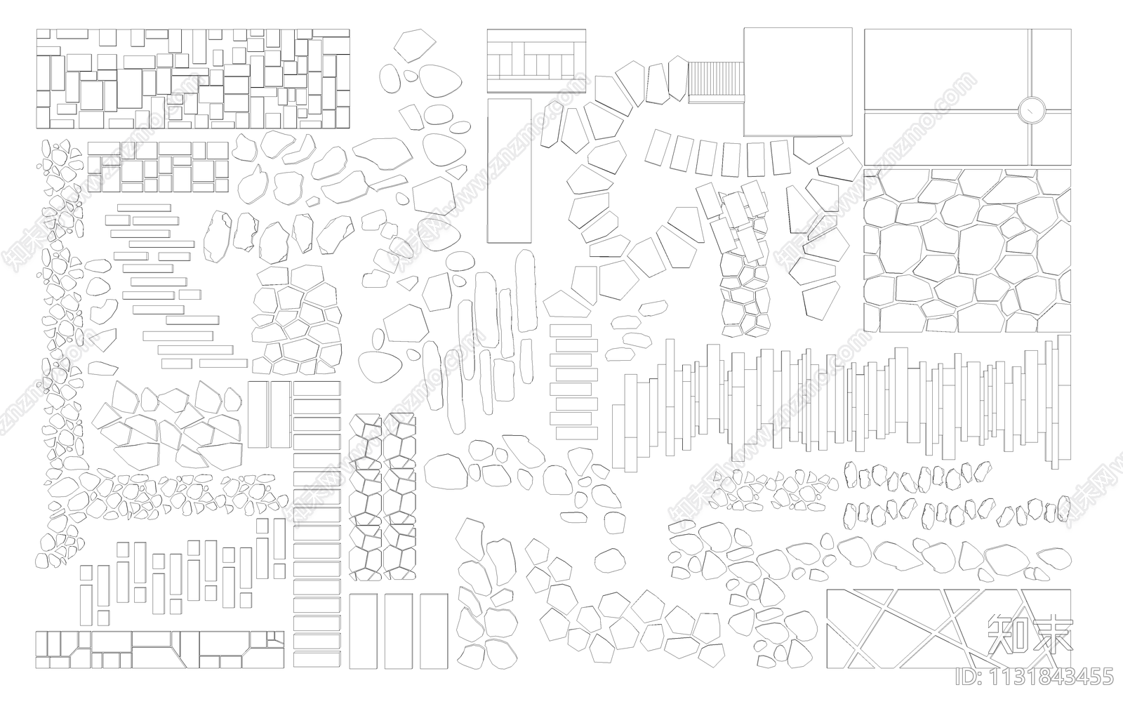 园林步行道汀步施工图下载【ID:1131843455】