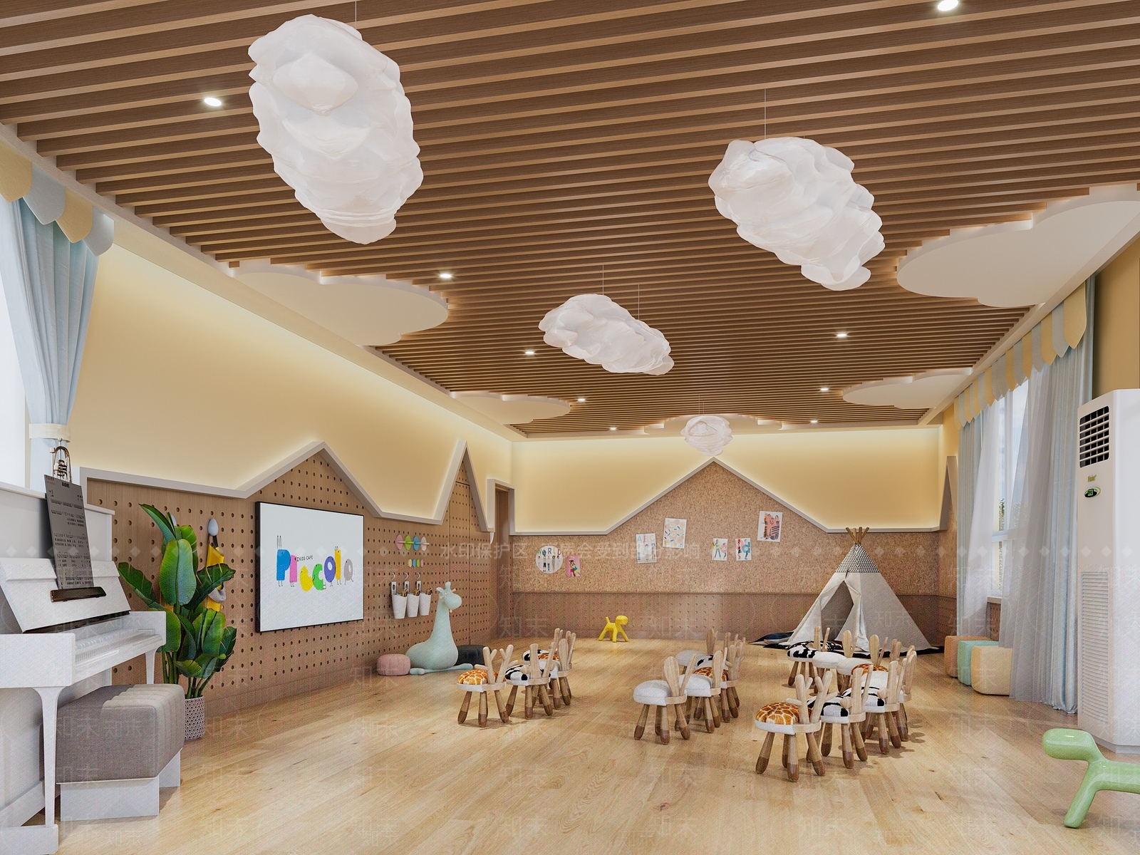 现代幼儿园教室3D模型下载【ID:1131845707】