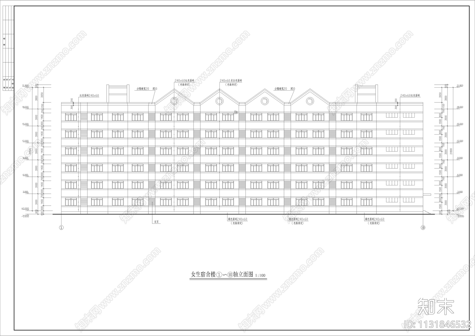 女生宿舍建筑cad施工图下载【ID:1131846532】