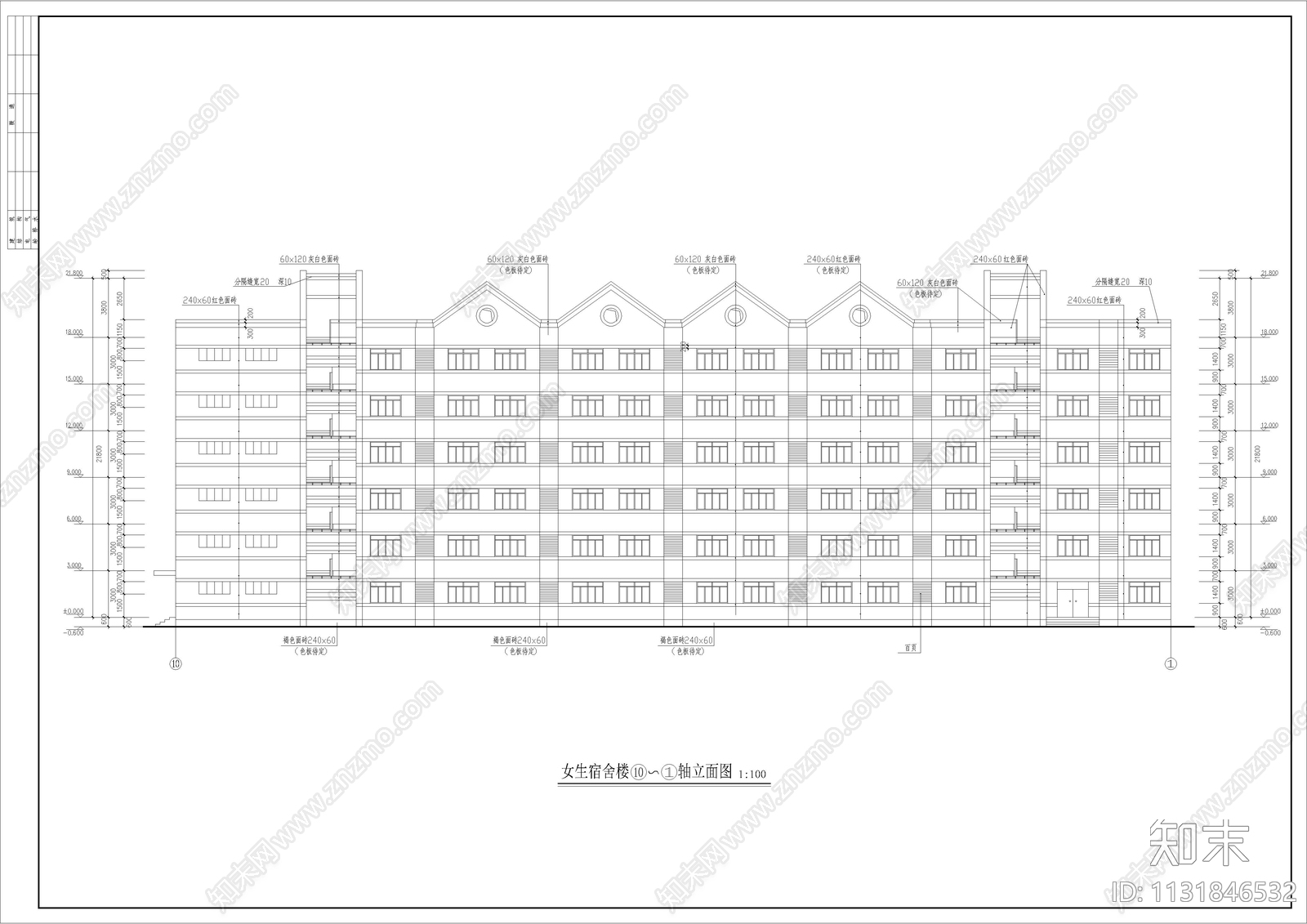 女生宿舍建筑cad施工图下载【ID:1131846532】