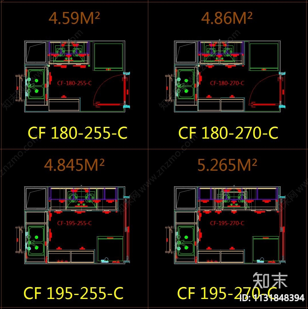 橱柜标准化cad施工图下载【ID:1131848394】