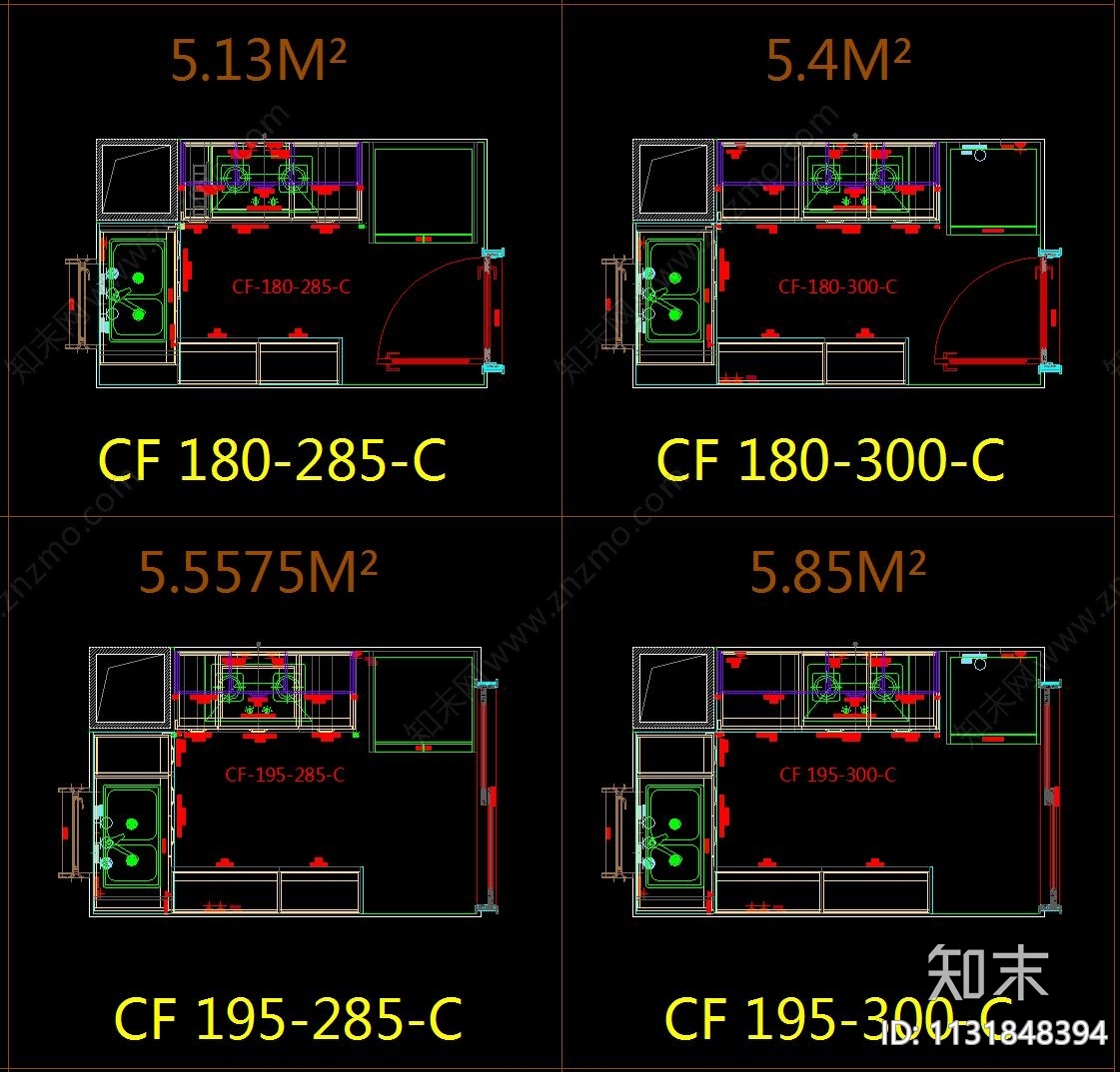 橱柜标准化cad施工图下载【ID:1131848394】