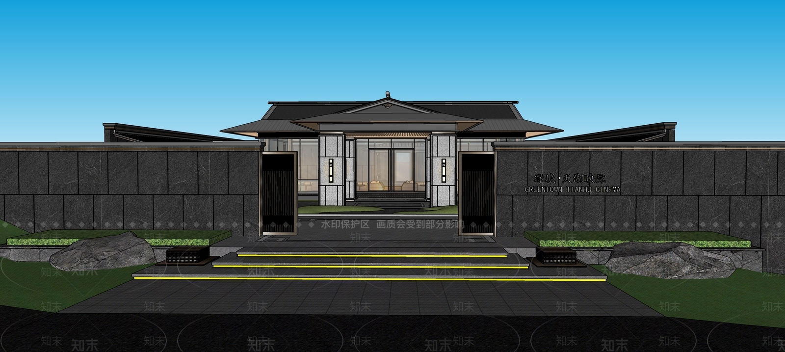 现代示范区景观SU模型下载【ID:1131850563】