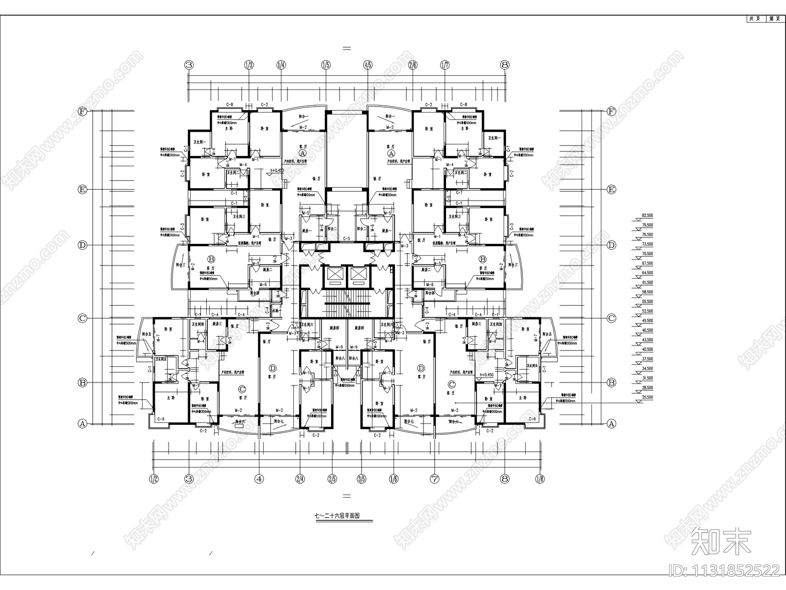 高层商住楼建筑cad施工图下载【ID:1131852522】