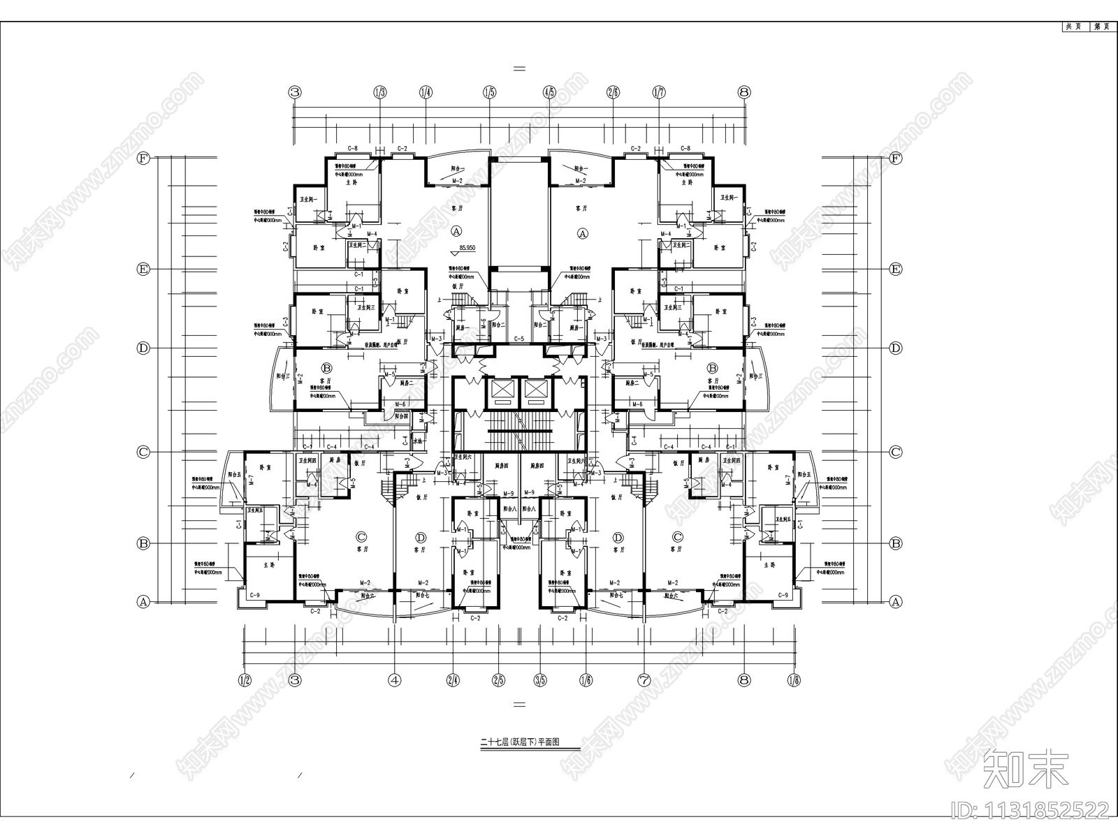 高层商住楼建筑cad施工图下载【ID:1131852522】