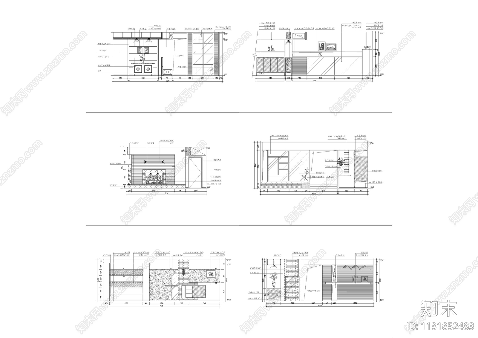 客厅背景墙施工图下载【ID:1131852483】