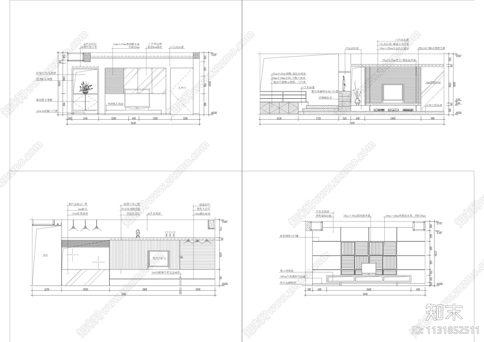 客厅背景墙施工图下载【ID:1131852511】