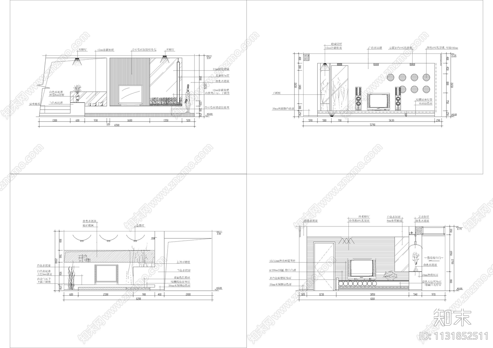 客厅背景墙cad施工图下载【ID:1131852511】